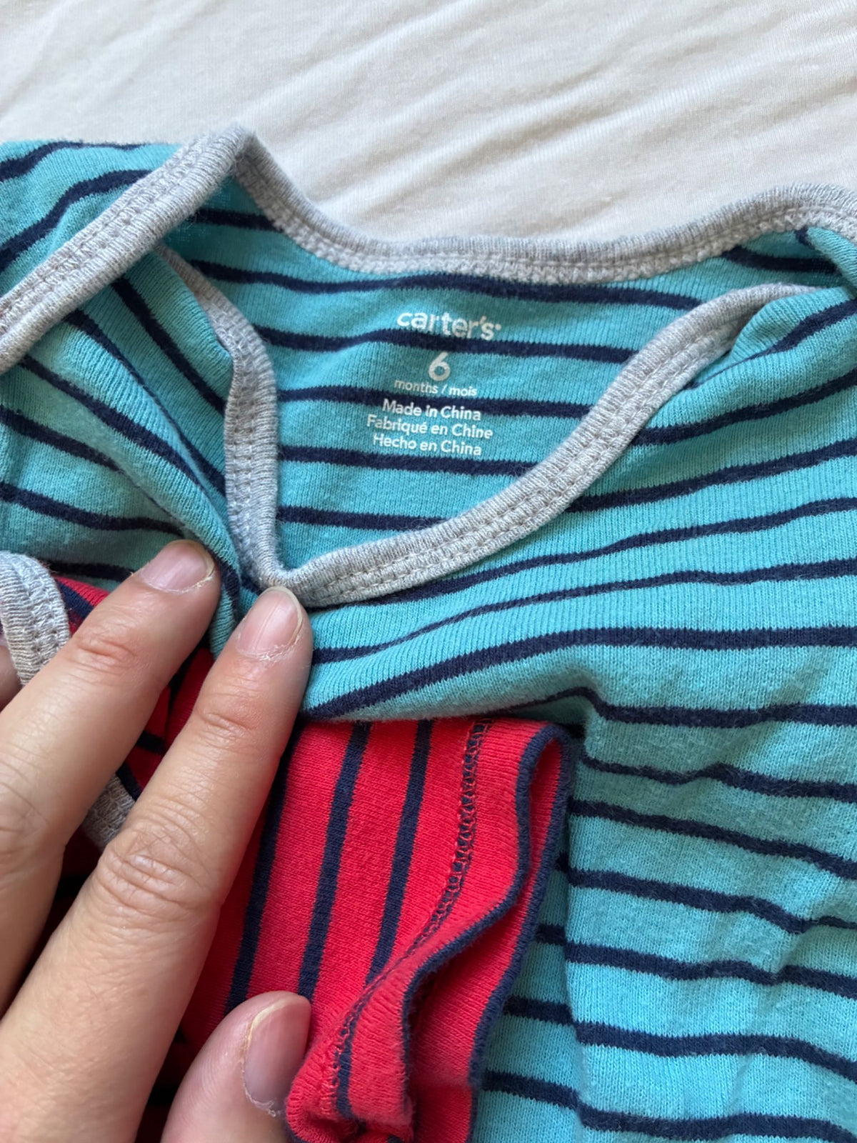 Set of 3 Striped Carter’s 6 month onesies , Kids 6 Month (3-6M)