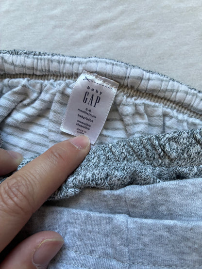 2 pairs of 3-6 month grey pants, 1 reversible. , Kids 6 Month (3-6M)