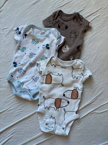 Bundle of 3 Newborn short sleeved onesies , Kids Newborn