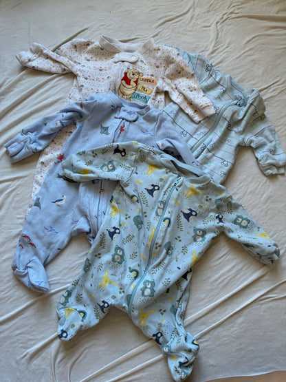 Bundle of 4 Newborn footed sleepers , Kids Newborn
