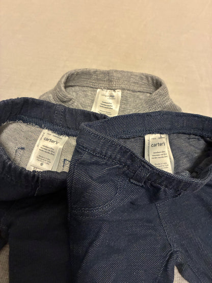 Set of 3 NB pants, 2x denim look and 1x grey , Kids Newborn