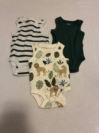 Set of 3 EUC Carter’s Little Planet Sleeveless Bodysuits, Kids Newborn