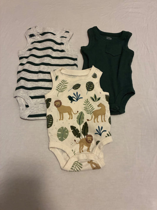 Set of 3 EUC Carter’s Little Planet Sleeveless Bodysuits, Kids Newborn