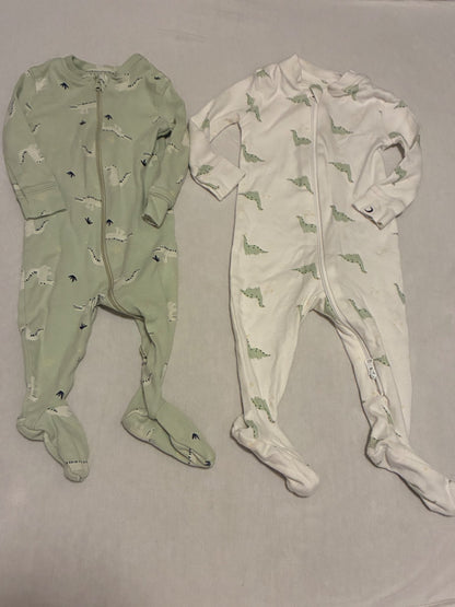 Set of 2 3-6 month Dino Onesies , Kids 6 Month (3-6M)