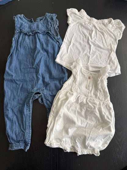 GAP 18-24month Bundle - Jean Onsie, White Onesie shorts & White Top (77), Kids 24 Month (18-24M)