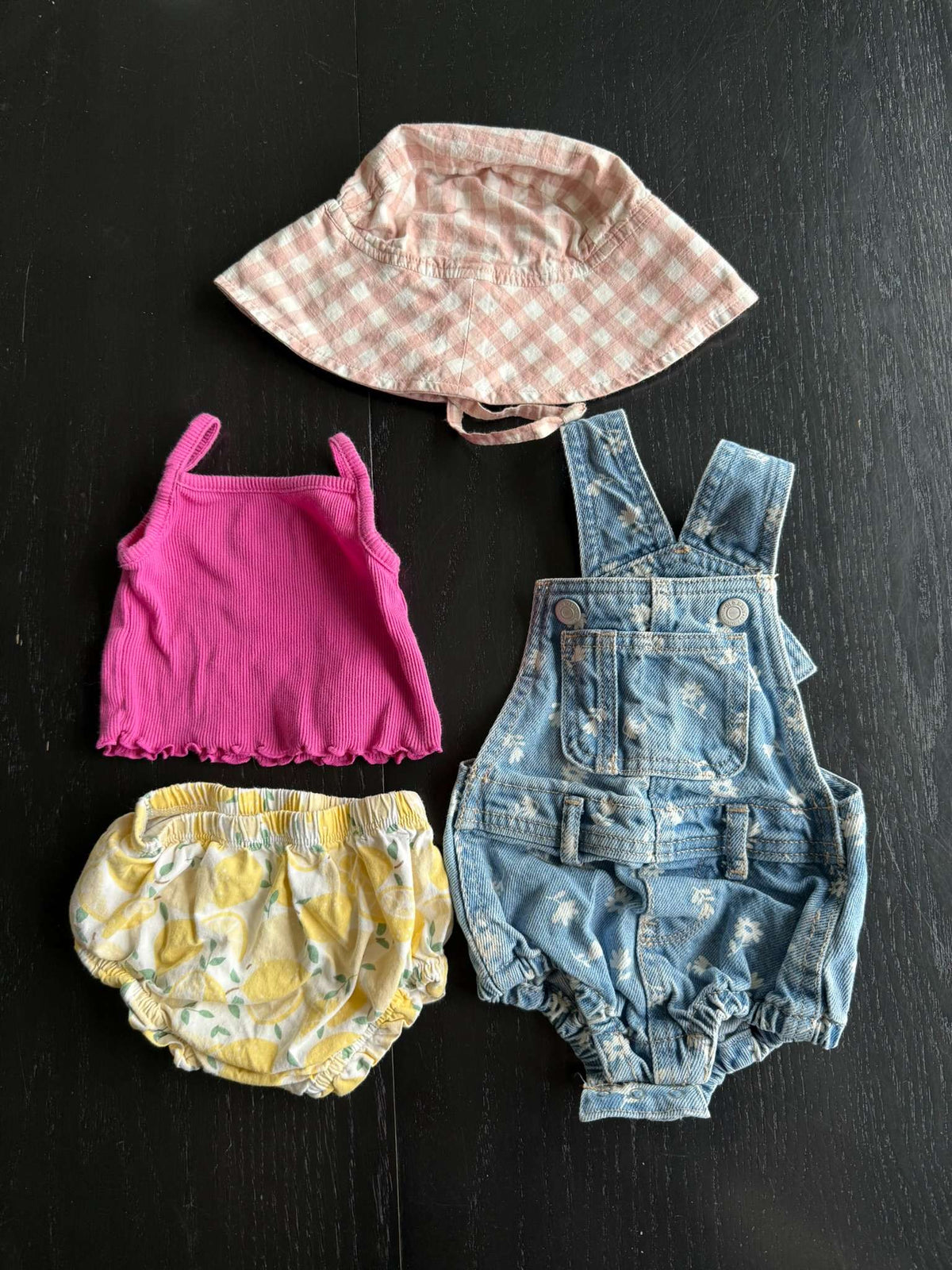 3-6 Month Summer Bundle Overalls, GAP Tank and Shorts & Hat (325), Kids 6 Month (3-6M)