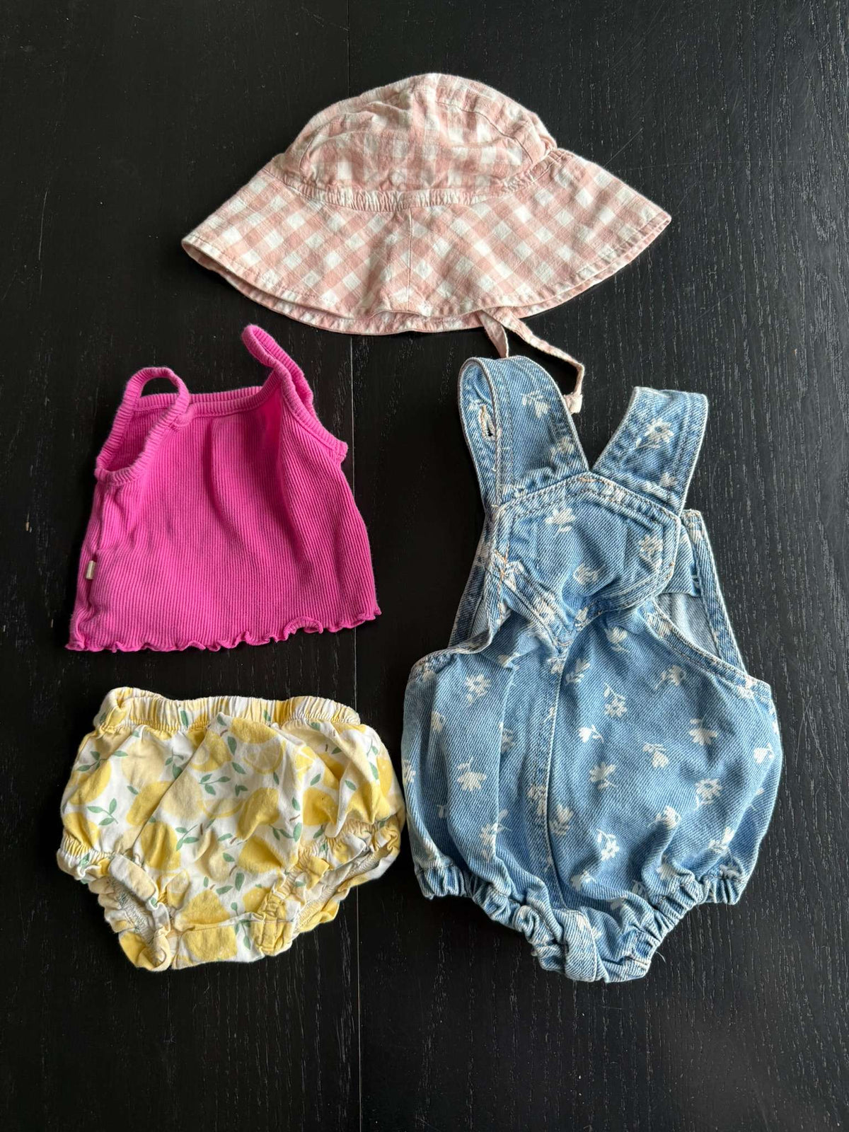 3-6 Month Summer Bundle Overalls, GAP Tank and Shorts & Hat (325), Kids 6 Month (3-6M)