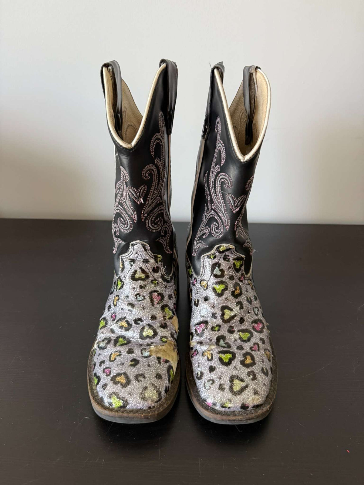 Big Kid's Old West Glitter Leopard Cowboy Boots Size 11 (268), Shoes 11 (Toddler:2-4yr)