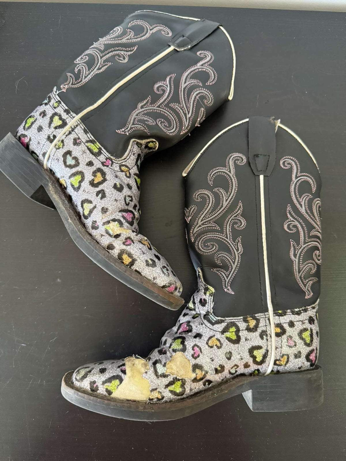 Big Kid's Old West Glitter Leopard Cowboy Boots Size 11 (268), Shoes 11 (Toddler:2-4yr)