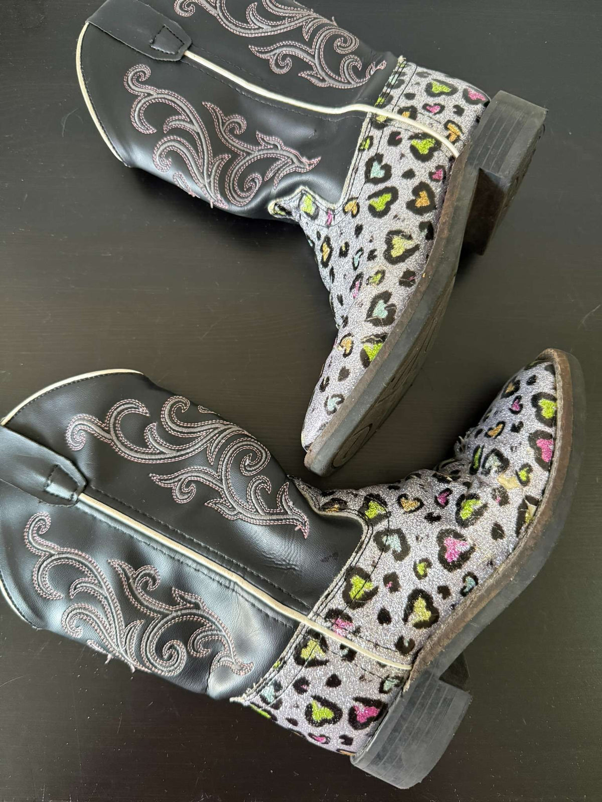 Big Kid's Old West Glitter Leopard Cowboy Boots Size 11 (268), Shoes 11 (Toddler:2-4yr)