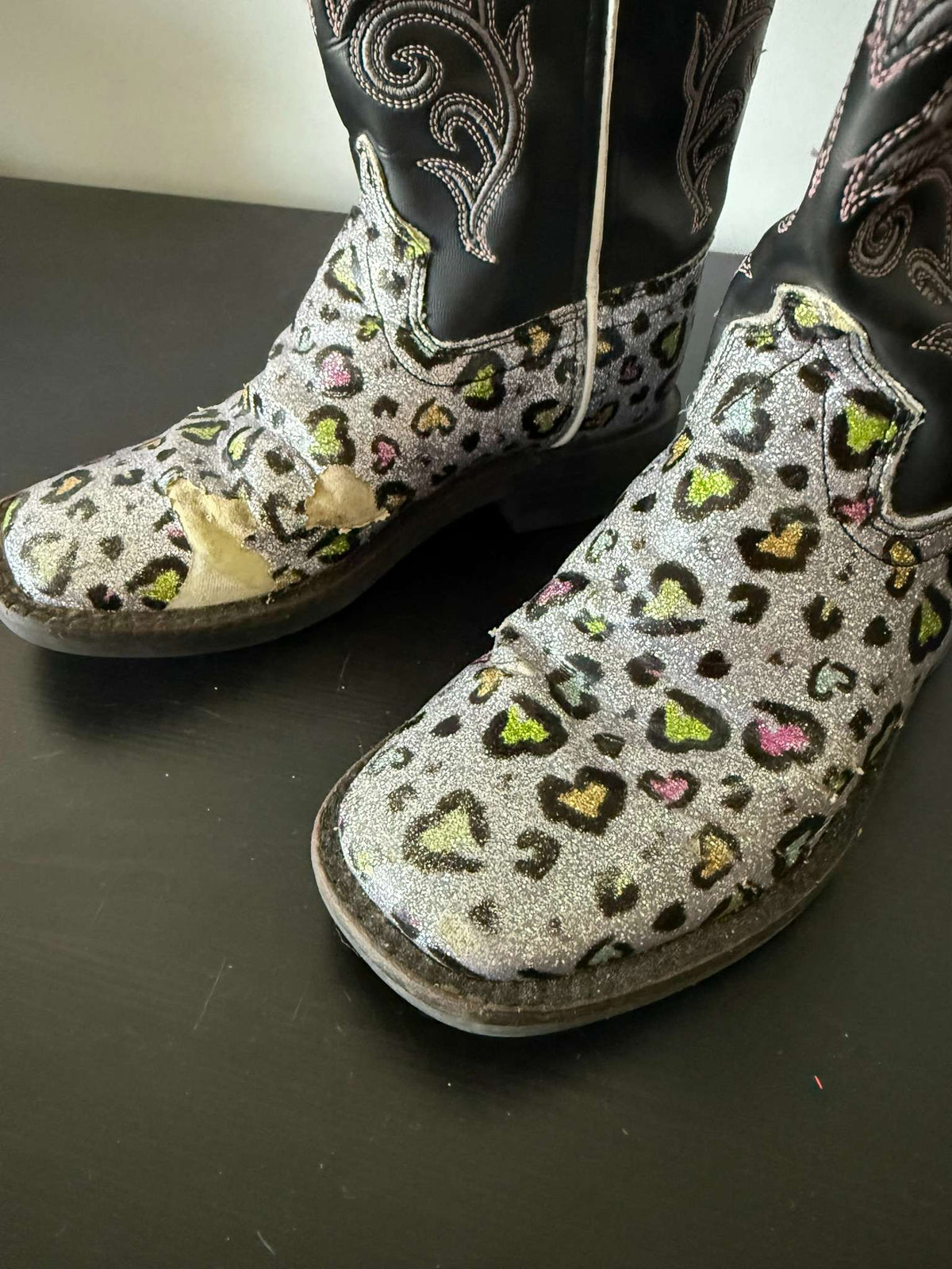 Big Kid's Old West Glitter Leopard Cowboy Boots Size 11 (268), Shoes 11 (Toddler:2-4yr)