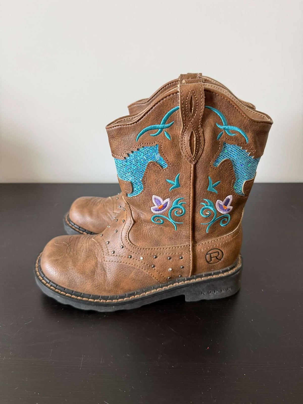 Roper Brown Light-Up Cowboy Boots – Kids Size 2 (271), Shoes 2 (Kids:4-8yr)