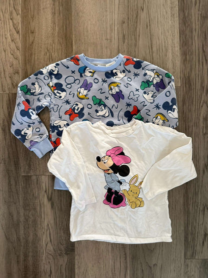2 Disney Tops – Mickey & Friends Sweatshirt + Minnie Tee (6-7)  (305), Kids 6/6X