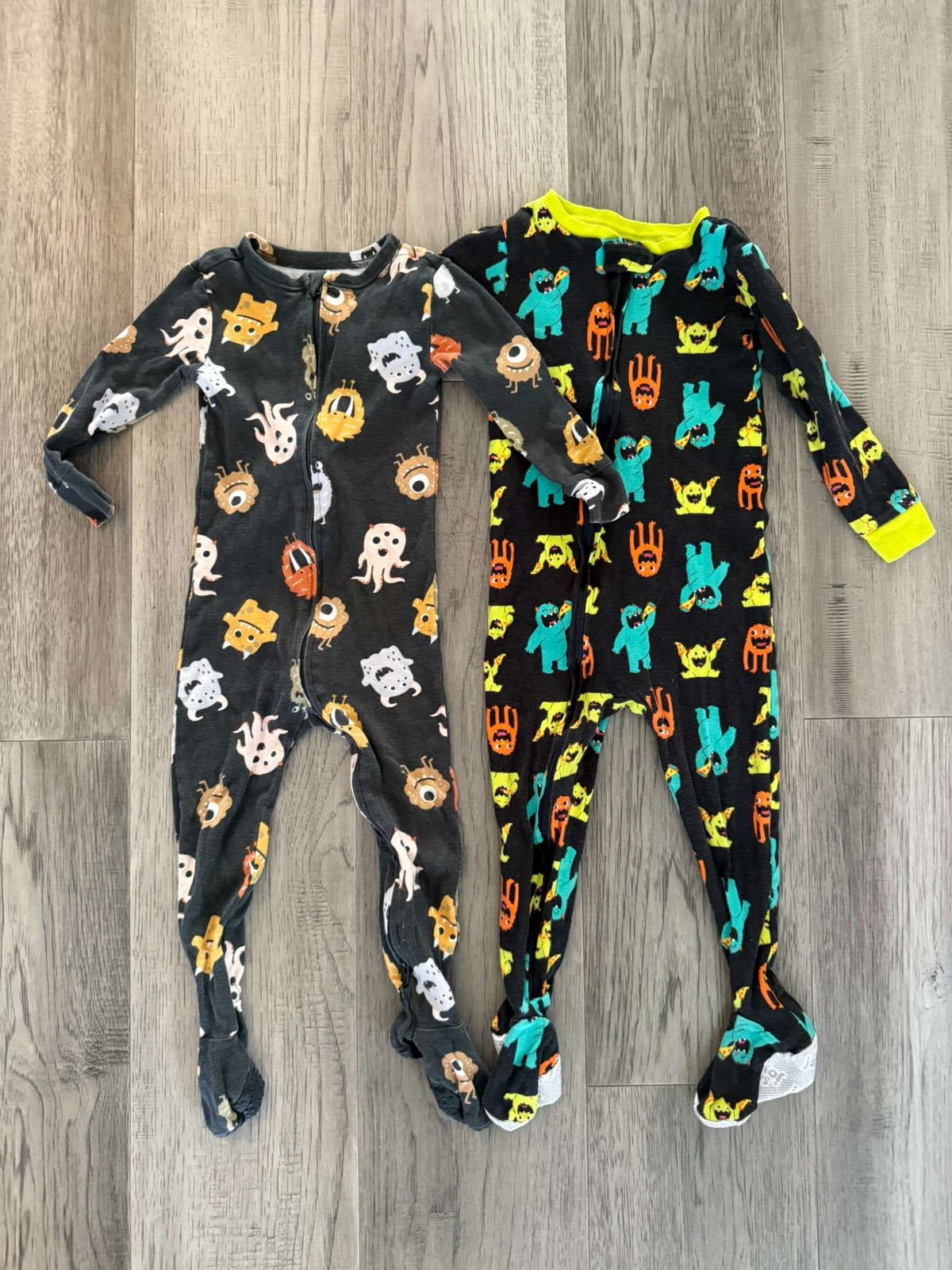 2 Monster Zip Sleepers – Old Navy 2T & Carter's 3T (307), Kids 2T
