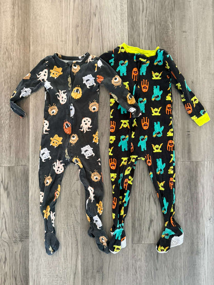 2 Monster Zip Sleepers – Old Navy 2T & Carter's 3T (307), Kids 2T