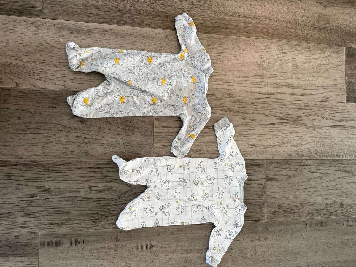 2 Winnie the Pooh Zip Sleepers – 0-3M (310), Kids 3 Month (0-3M)