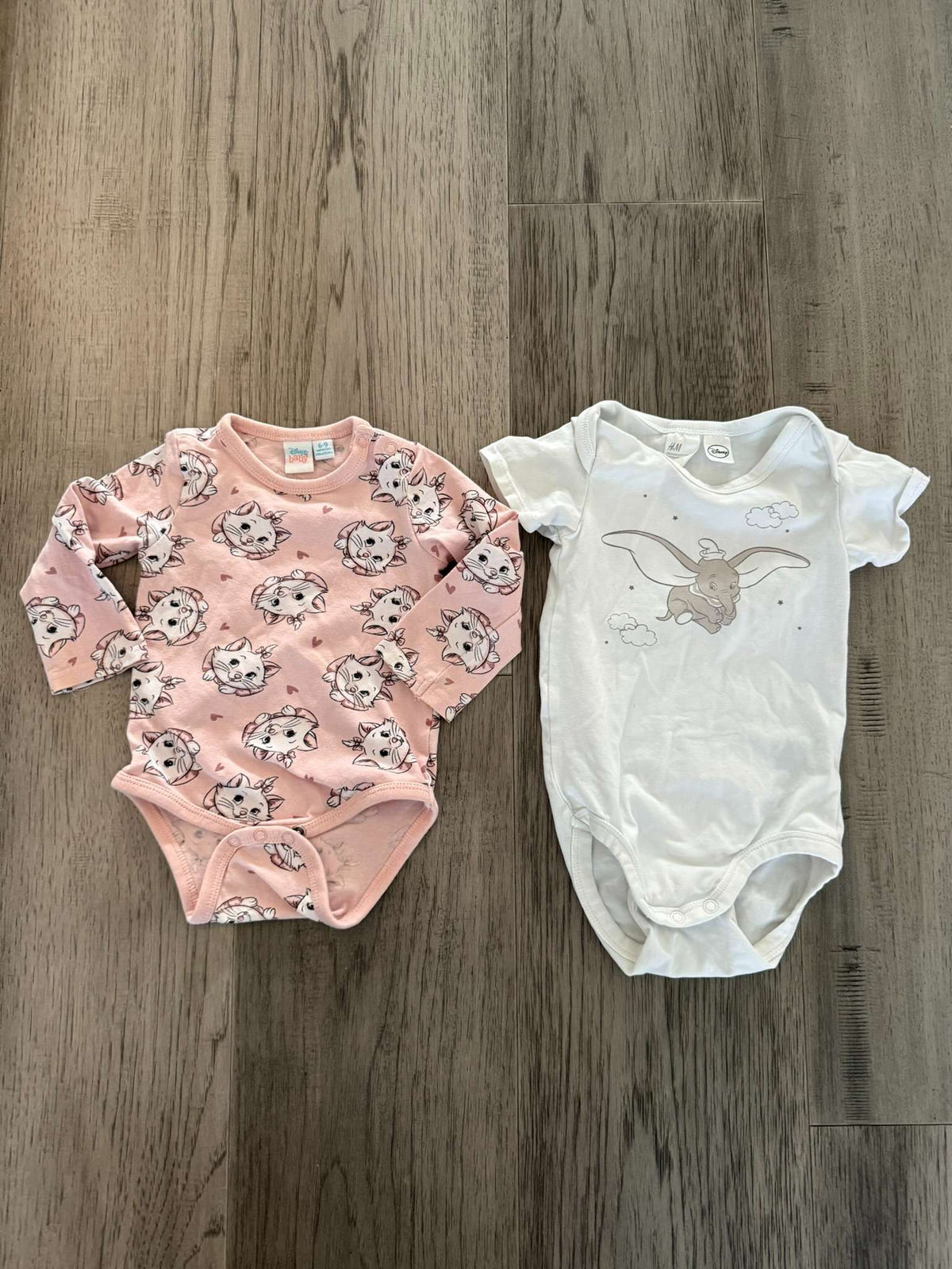 2 Disney Baby Onesies – Marie (Aristocats) & Dumbo 6-9M (320), Kids 9 Month (6-9M)