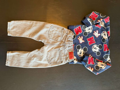 Mickey Mouse Sweatshirt & Zara Jeans Outfit - 18-24M (#206), Kids 24 Month (18-24M)