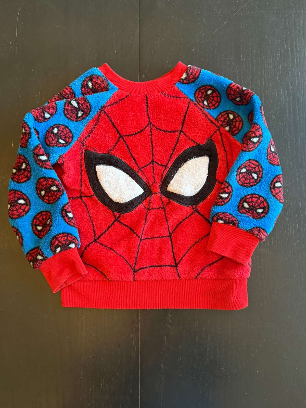 Disney Store Marvel Spider-Man Fuzzy Fleece Sweatshirt - Size 3 (#230), Kids 3T