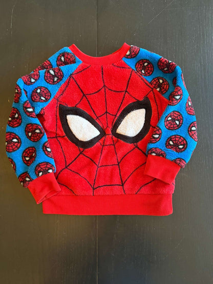 Disney Store Marvel Spider-Man Fuzzy Fleece Sweatshirt - Size 3 (#230), Kids 3T