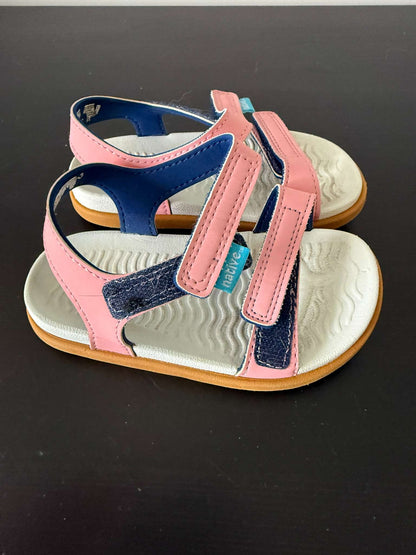 Native Charley Toddler Sandals - Pink/Navy, Size 7 (#248), Shoes 7 (Walkers:12-24 mth)