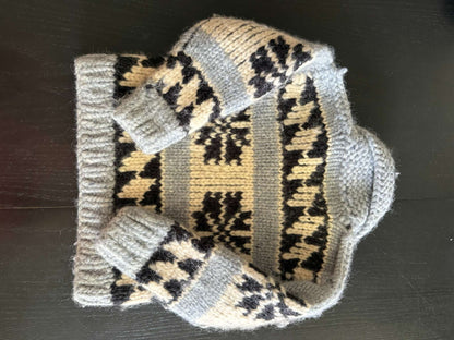 Kids Vintage Hand-Knit Cowichan Style Wool Sweater 2T/3T, Kids 2T