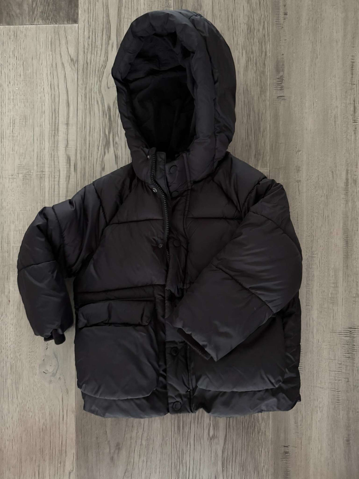Zara Kids Black Hooded Puffer Coat - Size 4-5 Years (#267), Kids 4/4T