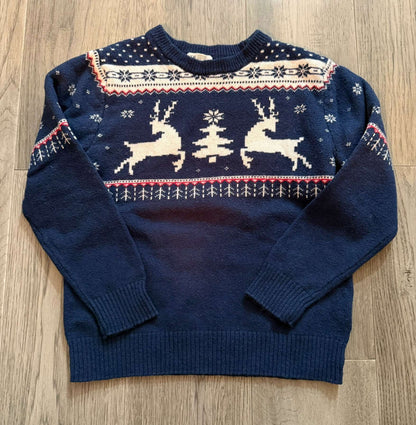 H&M Navy Fair Isle Reindeer Christmas Sweater - Size 12-14 Years (#178), Kids 12