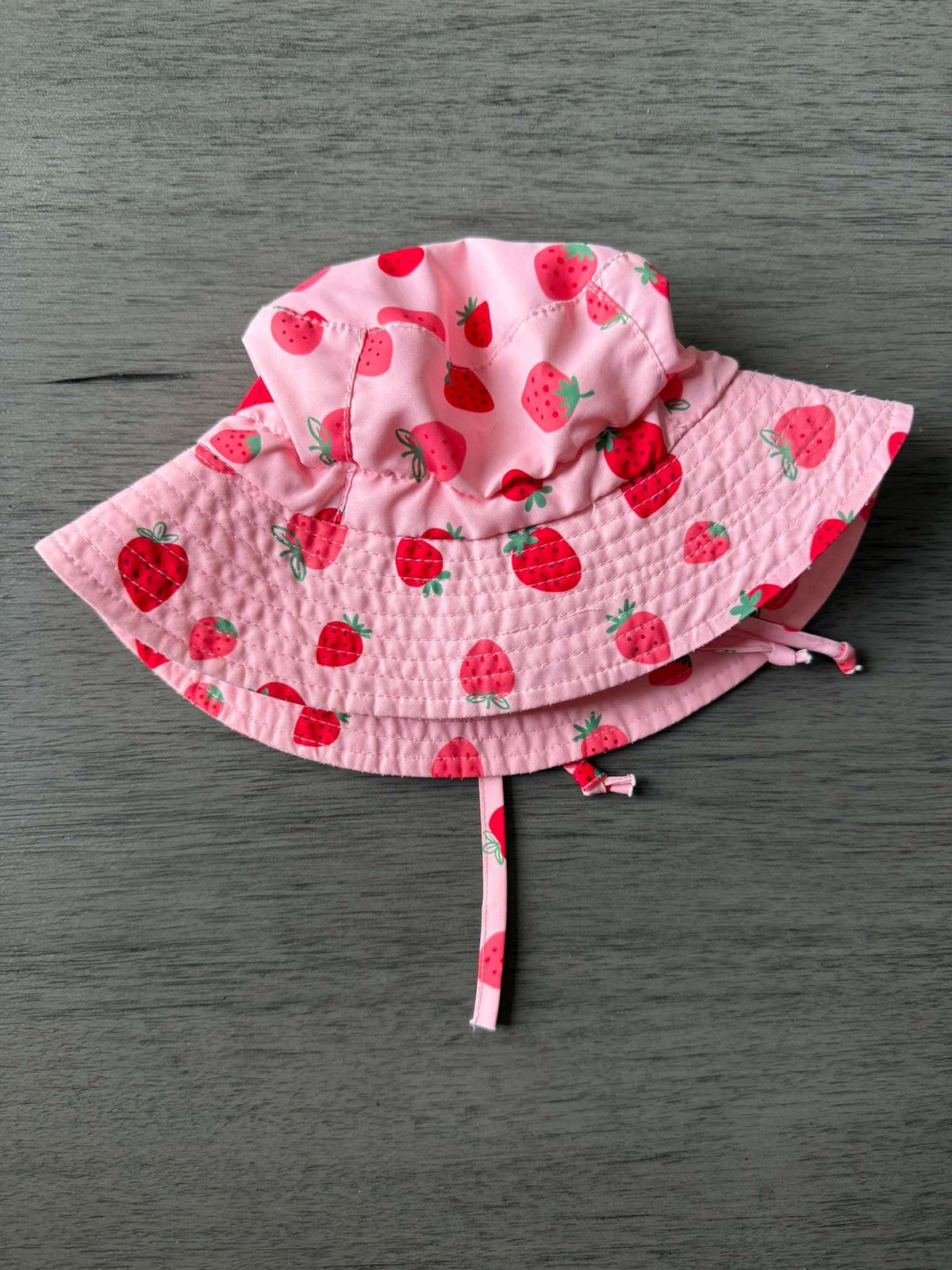 Jan & Jul Strawberry Print Sun Hat with Chin Strap - Size S (0-6 Months) (#343)