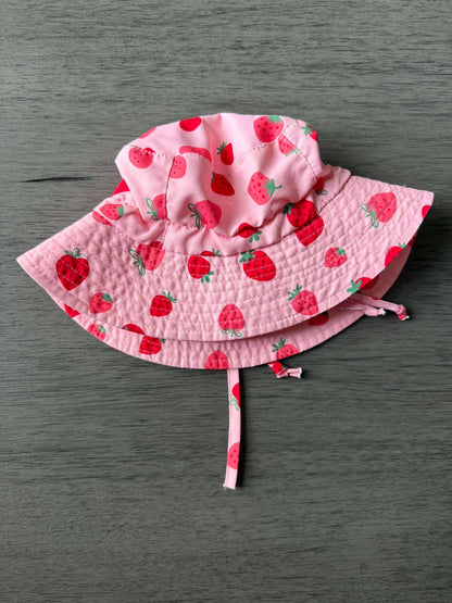Jan & Jul Strawberry Print Sun Hat with Chin Strap - Size S (0-6 Months) (#343)