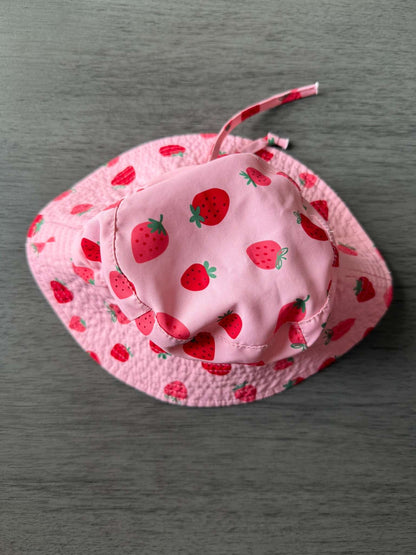 Jan & Jul Strawberry Print Sun Hat with Chin Strap - Size S (0-6 Months) (#343)