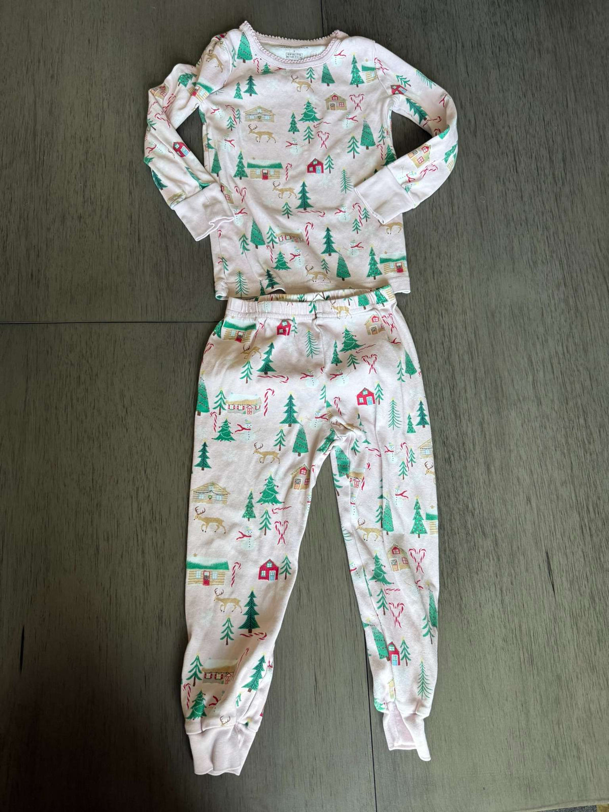 Janie and Jack Pink Christmas Village 2-Piece Pajama Set - Size 3 (344), Kids 3T