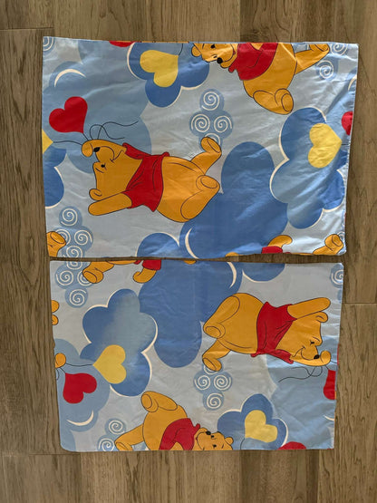 Disney Winnie the Pooh Pillowcases - Set of 2 - Blue with Hearts & Clouds (5)