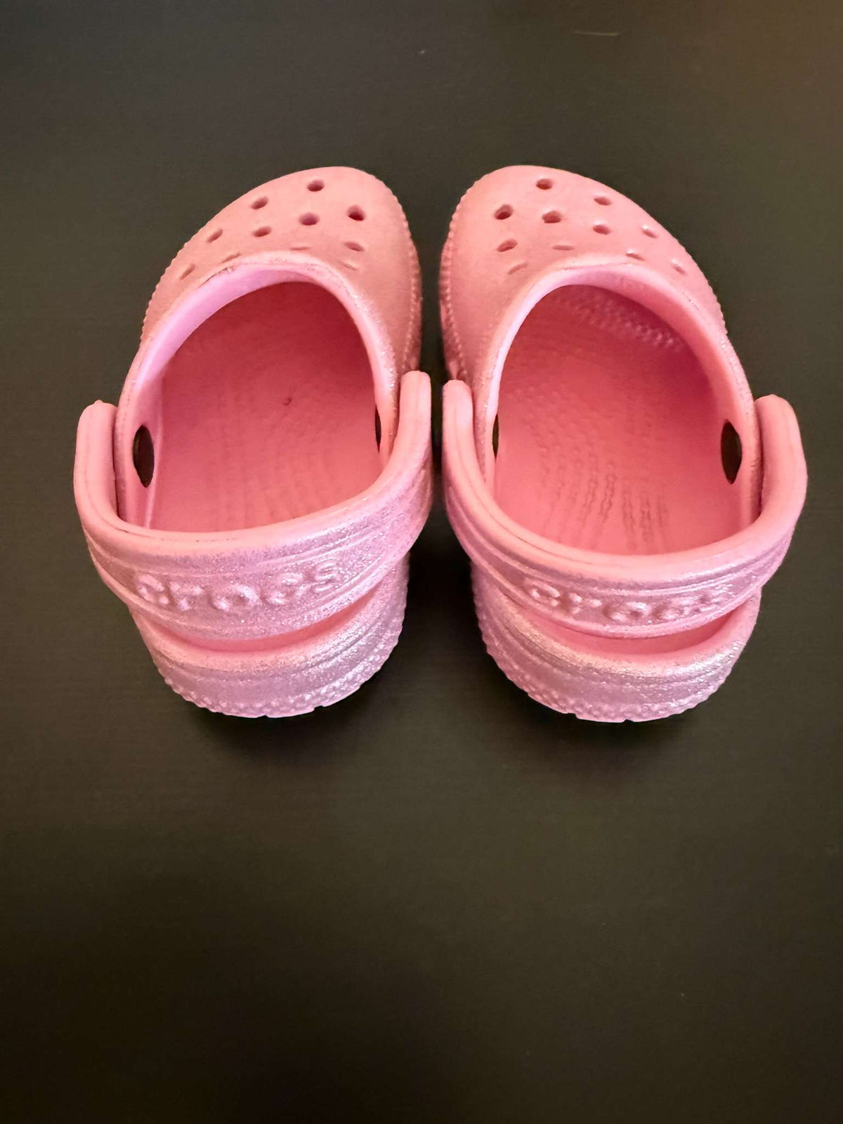Sparkly Pink Glitter Crocs Classic Clogs C5, Shoes 5 (Walkers:12-24 mth)