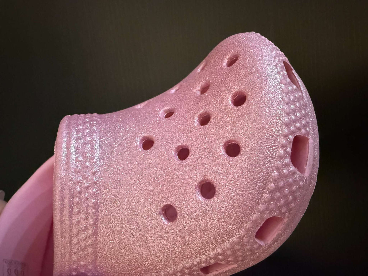 Sparkly Pink Glitter Crocs Classic Clogs C5, Shoes 5 (Walkers:12-24 mth)