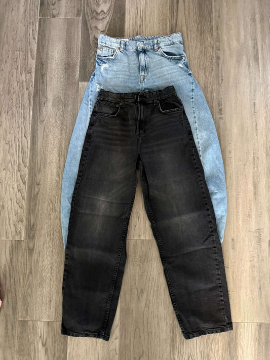 Zara Kids Barrel / Balloon Jeans & Black Wide Leg Jeans, Size 13–14 (111), Kids 14