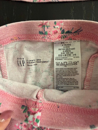 GAP Pink Floral Size 4 Pjs (106), Kids 4/4T