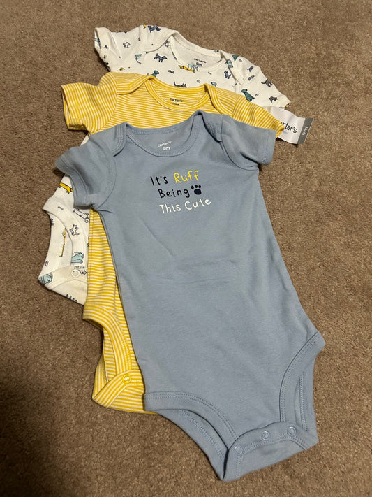 9month onesies x3 - NEW, Kids 9 Month (6-9M)