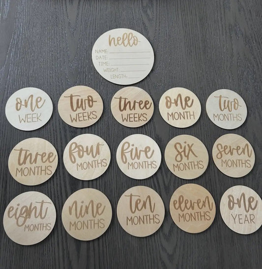 Baby milestone wood discs