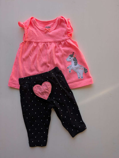 Baby Girl Unicorn Top & Pants Set - Carter's 0-3M, Kids 3 Month (0-3M)