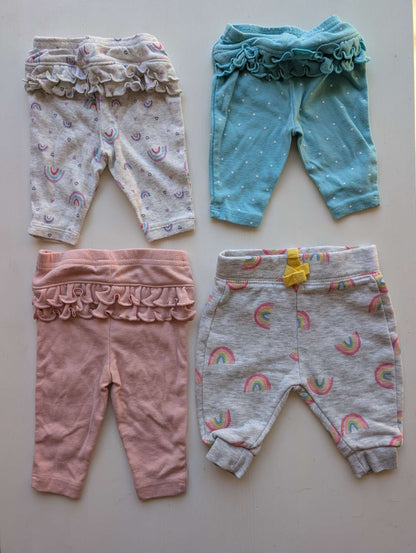 Baby Girl 0-3 Months Pants Bundle - Rainbows & Ruffles, Kids 3 Month (0-3M)