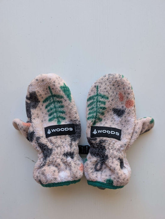Woods Kids Girls Fleece Mittens - Size XS (Nature Print)