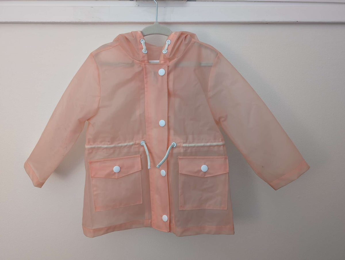 Zara Kids Girls Blush Pink Peach Translucent toddler Spring Raincoat Jacket 18-24M, Kids 24 Month (18-24M)