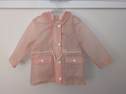Zara Kids Girls Blush Pink Peach Translucent toddler Spring Raincoat Jacket 18-24M, Kids 24 Month (18-24M)