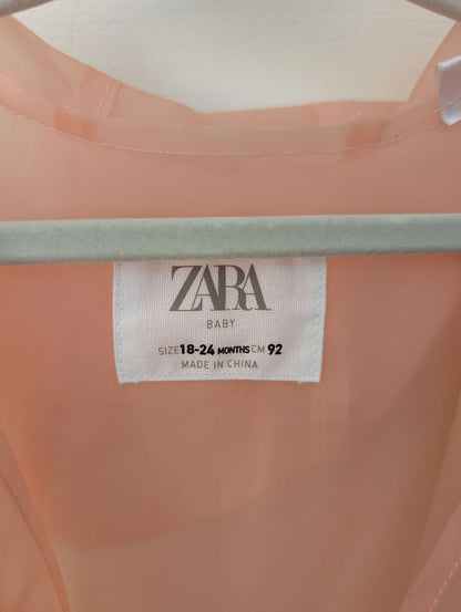 Zara Kids Girls Blush Pink Peach Translucent toddler Spring Raincoat Jacket 18-24M, Kids 24 Month (18-24M)