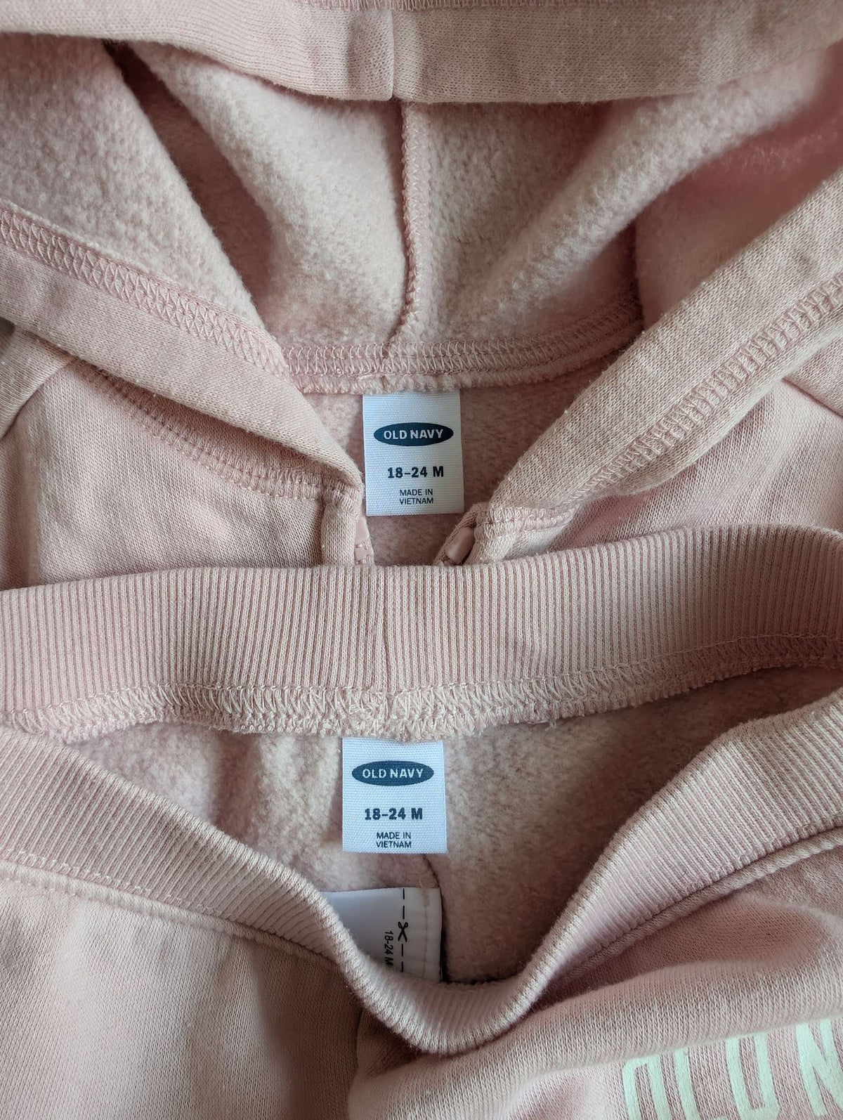 Toddler Girls Light Pink Old Navy Sweatsuit, Sweatpants Zip-Up Hoodie, 18-24M, Kids 24 Month (18-24M)