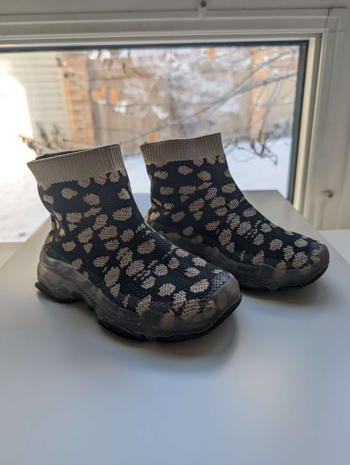 Toddler Girls animal print elastic high top mesh ankle boots, size 26, Shoes 9.5 (Toddler:2-4yr)