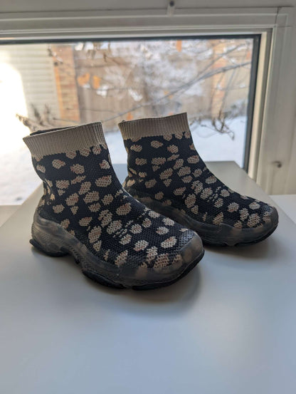 Toddler Girls animal print elastic high top mesh ankle boots, size 26, Shoes 9.5 (Toddler:2-4yr)