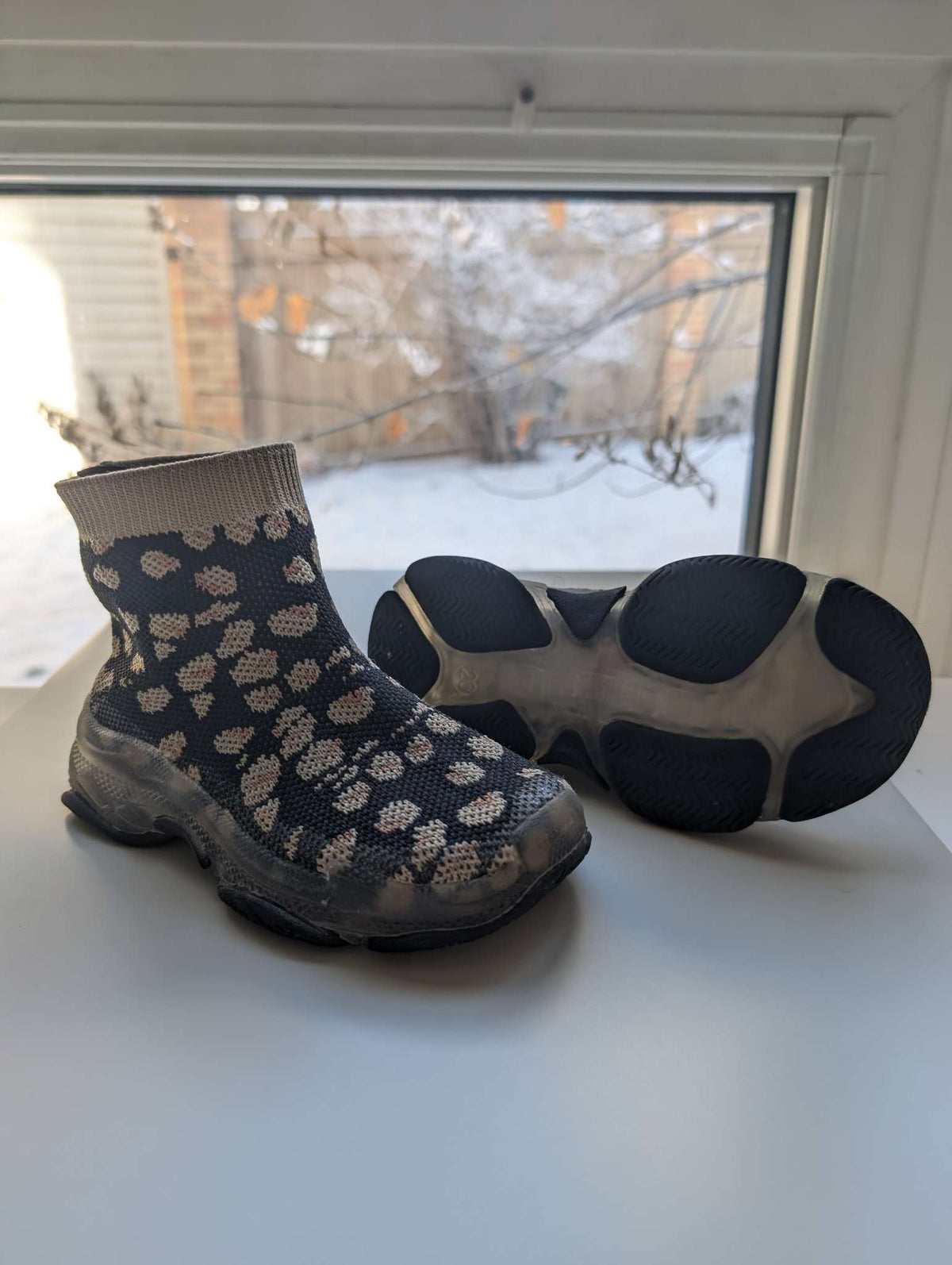 Toddler Girls animal print elastic high top mesh ankle boots, size 26, Shoes 9.5 (Toddler:2-4yr)