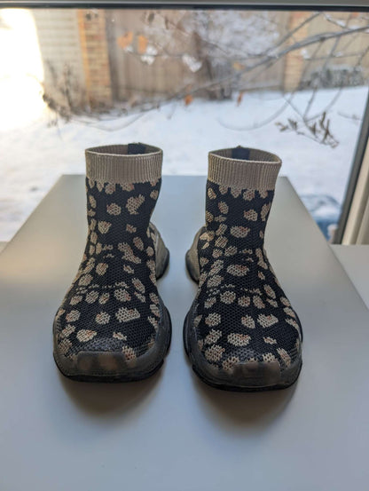 Toddler Girls animal print elastic high top mesh ankle boots, size 26, Shoes 9.5 (Toddler:2-4yr)